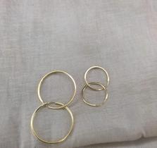 Kit Dupla Brinco Argola Média e Pequena Ouro 18K