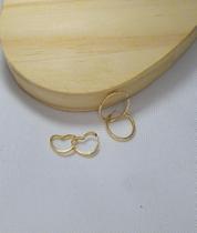 Kit Dupla Brinco Argola Oval e Coração Grossinho Pequenos Ouro 18k