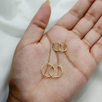 Kit Dupla Brinco Argolas Pequenas Ouro 18K