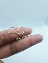 Kit Dupla Brinco Bola e Quadrado Pequenos Ouro 18K