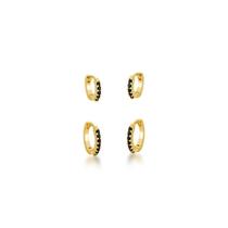 Kit Dupla de Argolas com uma fileira de Zirconias Banhadas a Ouro 18k