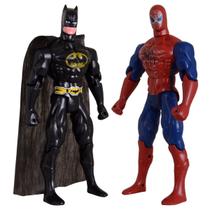 Kit Dupla De Heróis Homem Aranha Batmam Traje Articuláveis - Gici Toys