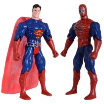 Kit Dupla De Heróis Homem Aranha Super Homem Articuláveis