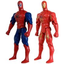 Kit Dupla De Heróis Homem De Ferro Homem Aranha Articuláveis
