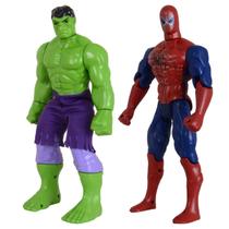 Kit Dupla De Heróis Incrível Hulk Homem Aranha Articuláveis