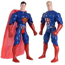 Kit Dupla De Heróis Super Homem Capitão America Articuláveis