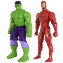 Kit Dupla Heróis Articuláveis Homem De Ferro Incrível Hulk