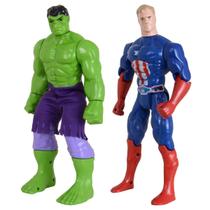 Kit Dupla Heróis Articulável Capitão América e Incrível Hulk