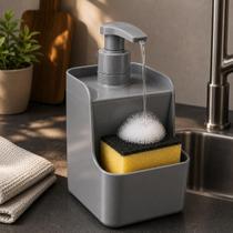 Kit Duplo 2 Dispenser Detergente UZ Porta Esponja Organizador Compacto de Pia