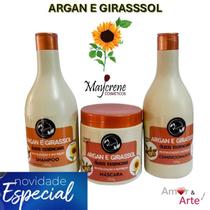 Kit Duplo 6x1 Tratamento Argan e Girassol com Óleos Essenciais Produto VEGANO Revitalizações e Nutrição Maycrene