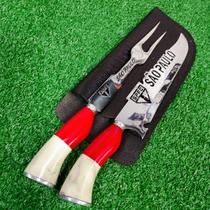 Kit Duplo Faca e Garfo Artesanal Churrasco SPFC Premium Chef Gourmet