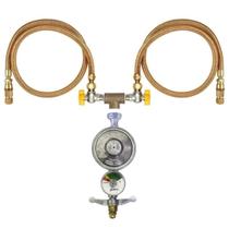 Kit Duplo Flexível 1,50mt Dourada Gás Glp P-13 Cooktop forno