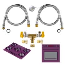 Kit Duplo Gas Encanado Mangueira 1,50m Glp/gn Forno Fogoes Kit Duplo Gas Encanado Mangueira 1,50m Glp/gn Forno Fogoes