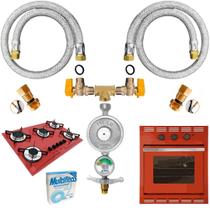 Kit Duplo Instalação Cooktop Forno Gás Botijão Glp 13Kgh