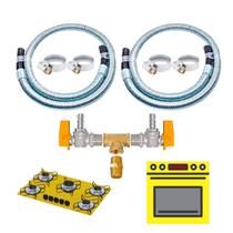 Kit Duplo Mangueira 0,80cm Bm Gas Encanado Forno Fogoes
