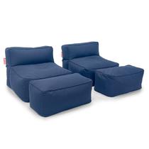 Kit Duplo Puff Brisa com Apoio Conforto para áreas externas Good Pufes Poltrona Enchimento Perolas EPS Cor Azul