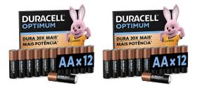 Kit Duracell Com 24 Pilhas Optimum AA Pequena