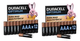 Kit Duracell Com 24 Pilhas Optimum AAA Palito
