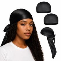 Kit Durag de Malha + 2 Toucas Nero Antifrizz Waves Dreads Tranças Unissex