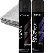 Kit Durax Aerossol 400ml Spray Brilho Extremo Proteção Automotiva Renova Protege Verniz De Motor Spray Vonixx Pano Microfibra 40x40 Premium JS
