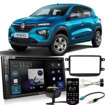 Kit DVD Player Renault Kwid 2011 a 2020 AVH-Z5280TV Pioneer + Câmera de ré + Moldura 2 din + Chicotes