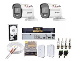 Kit Dvr 04 Ch Hikvision Acusense + 02 Colorvu 20mts + Acess.