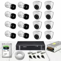 Kit Dvr 16 Canais Intelbras HD 720p Dome E Bullet Completo C/Hd 1TB