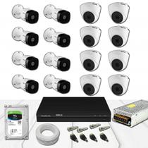 Kit DVR 16 Canais Intelbras HD Dome e Bullet Completo