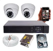 KIT DVR + 2 Câmeras Dome Infra vermelho 1200 linhas alta Resolução + HD + CABO E CONECTORES