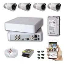 Kit Dvr + 4 Câmeras Hikvision Completo Hd 1080p Dvr 4 Canais Kit Dvr + 4 Câmeras Hikvision Completo Hd 1080p Dvr 4 Canais