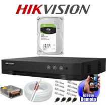 Kit Dvr 4 Canais Hikvision Full Hd 1TB + Cabo + fonte + Conectores para 4 Câmeras