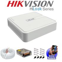 Kit Dvr 4 Canais Hilook Full Hd + Cabo + fonte + Conectores para 4 Câmeras