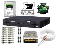 Kit Dvr 4 Canais Intelbras Full Hd + Cabo + fonte + Conectores C/Hd 500GB