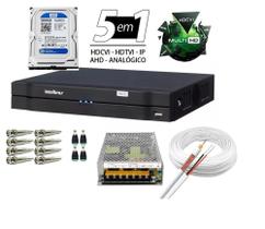 Kit Dvr 4 Canais Intelbras Full Hd + Cabo + fonte + Conectores C/Hd 500gb