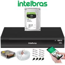 Kit Dvr 4 Canais inteligente Intelbras Imhdx 3004 Full Hd + Cabo + fonte + Conectores C/Hd 1 Tb