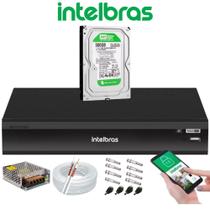 Kit Dvr 4 Canais inteligente Intelbras Imhdx 3004 Full Hd + Cabo + fonte + Conectores C/Hd 500GB