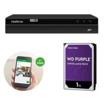 Kit DVR 4 Canais Multi HD Full HD MHDX 1204, HD 1TB Purple e Detecção Inteligente IA