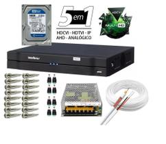 Kit Dvr 8 Canais Intelbras Full Hd + Cabo + fonte + Conectores C/Hd 160gb