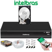 Kit Dvr 8 Canais inteligente Intelbras Imhdx 3108 Full Hd Cabo fonte Conectores Com Hd 320GB