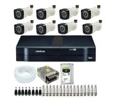 Kit Dvr 8 Canais Multi Hd Intelbras + 8 Câmeras 2 Mega Full Hd 1080p C/HD 1 TERA