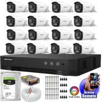 Kit Dvr Hikvision 16 Canais H.265 1TB 16 Câmeras Full Hd Colorvu Imagens Norturnas Coloridas 20m