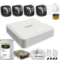 Kit Dvr Hilook 4 Canais 1TB H.265 4 Câmeras de Segurança Bullet FULL HD 1080P Visão Noturna 20M IP66 Kit Dvr Hilook 4 Canais 1TB H.265 4 Câmeras de Segurança Bullet FULL HD 1080P Visão Noturna 20M IP66