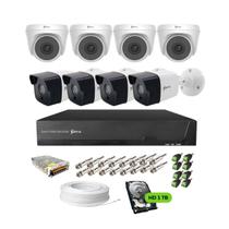 Kit DVR HVR 8 Canais Siera 5x1 , 8 Câmeras Int e Ext Colorida à noite, 1080P, 2.8mm, IR 25m HD 1TB Acess.