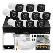 Kit Dvr Intelbras 16 Canais H.265 1tb 10 Câmeras Full Hd 20m