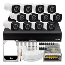 Kit Dvr Intelbras 16 Canais H.265 1tb 12 Câmeras Full Hd 20m