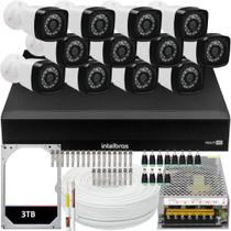 Kit Dvr Intelbras 16 Canais H.265 3tb 12 Câmeras Full Hd 20m