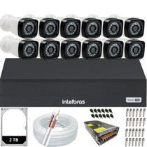 Kit Dvr Intelbras 16 Canais Multi Hd 12 Câmeras Full Hd 20m Hd 2TB