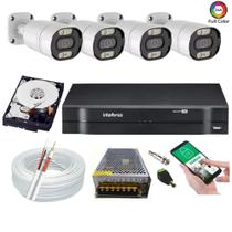 Kit Dvr Intelbras 4 Canais H.265 4 Câmeras Full Hd Imagem Colorida a noite 20m Completo