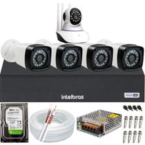 Kit Dvr Intelbras 4 Canais Hd 320GB 4 Câmeras Full Hd 1080p 1 Câmera IP Wifi áudio bidirecional
