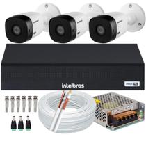 Kit DVR Intelbras 8 canais 1008c H.265 Sem HD 3 câmeras Vhl 1220 Full hd 1080p 2mp